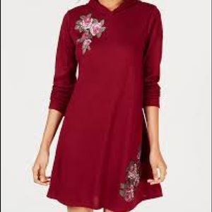 No Comment floral patch hooded dress